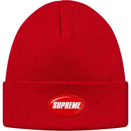 Supreme Rubber Patch Beanie Red