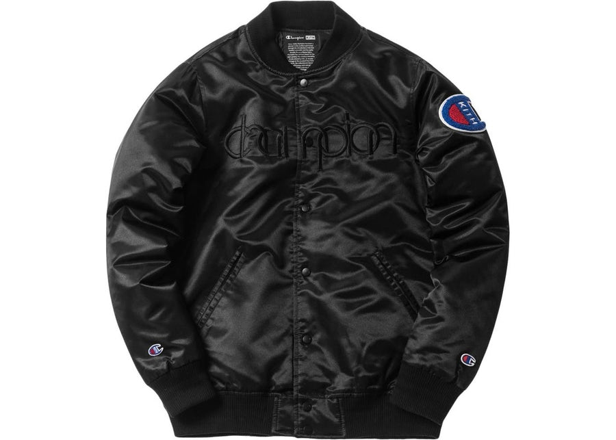 Kith x Champion Baseball Jacket Black