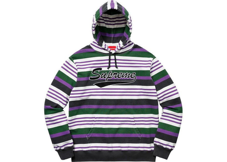 Supreme Striped Hooded Sweatshirt Purple