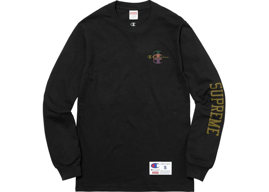 Supreme Champion Stacked C L/S Tee Black