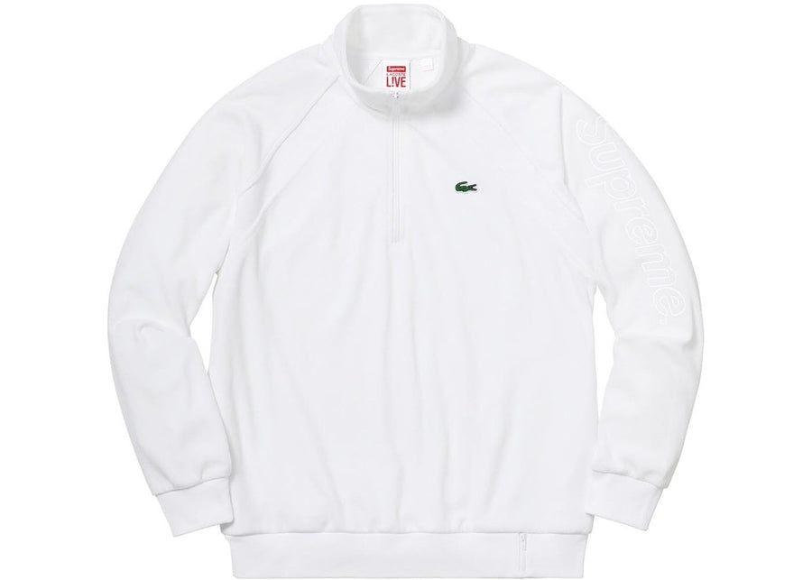 Supreme X LACOSTE Velour Half-Zip Track Top White