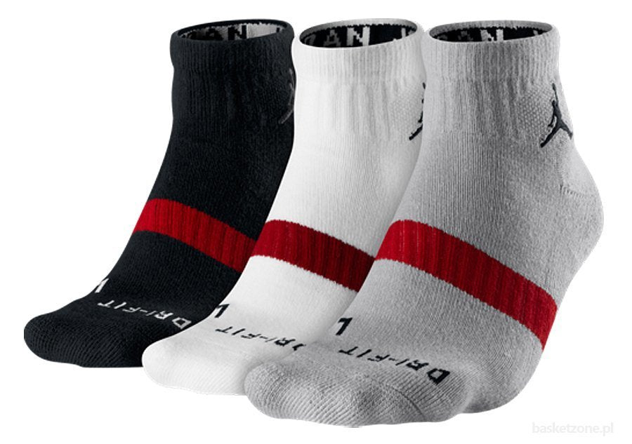 Jordan Dri Fit Low Quarter Sock (3-Pack) Blk/Wht/Grey