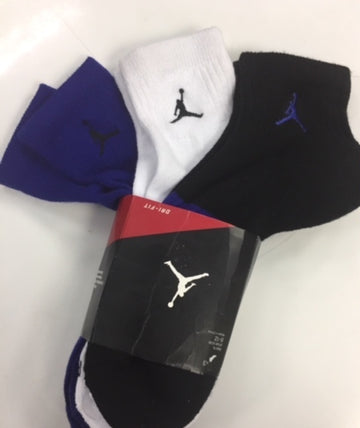 Jordan Dri Fit Low Quarter Sock (3-Pack) Blk/Wht/Blue