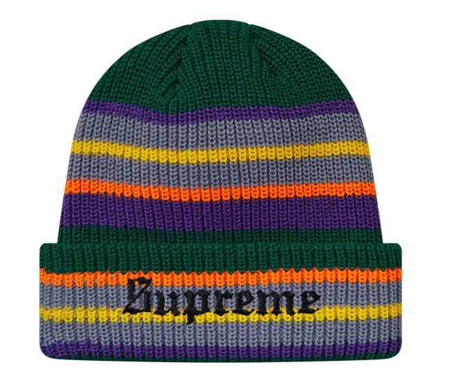 Supreme Bright Stripe Beanie Green