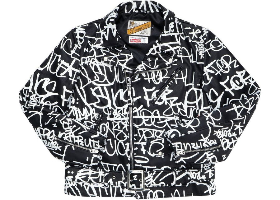 Supreme Comme des Garcons SHIRT Schott Painted Perfecto Leather Jacket Black