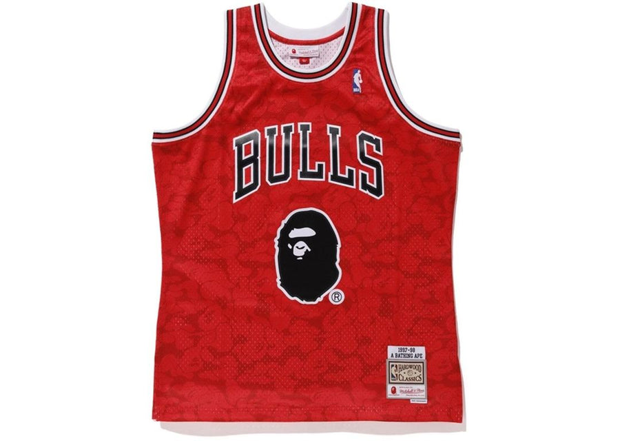 Bape x Mitchell & Ness Bulls ABC Basketball Swingman Jersey Red