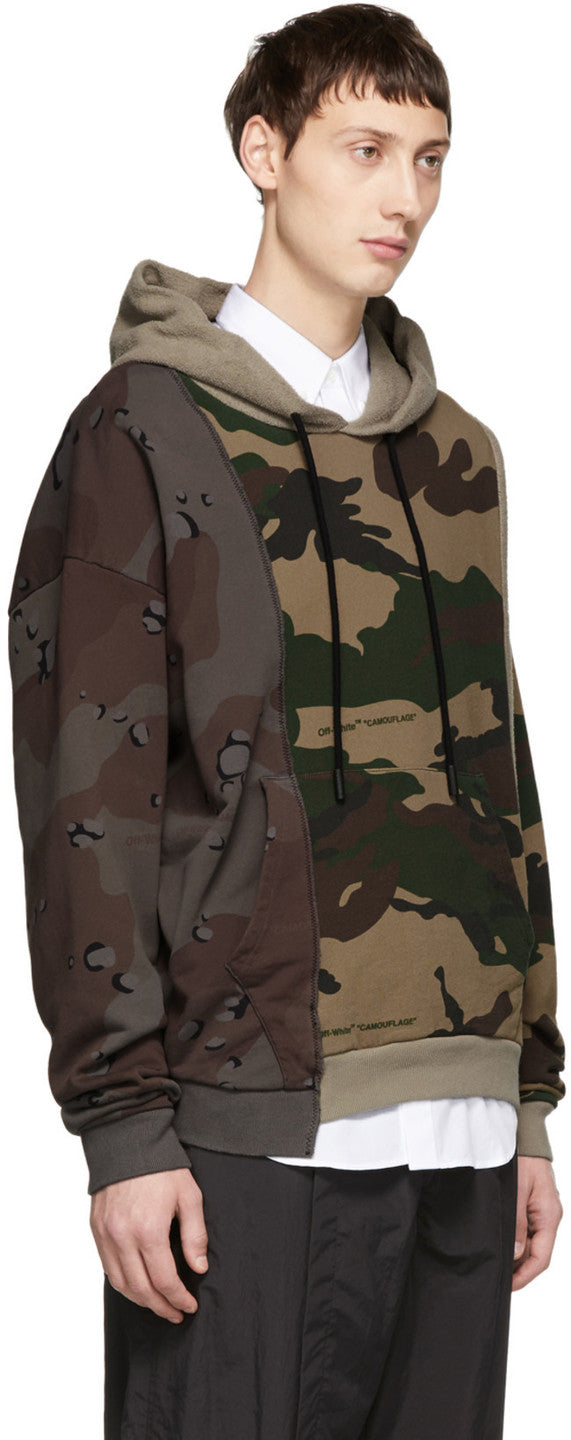 Off White Multicolor Camo Reconstructed Hoodie