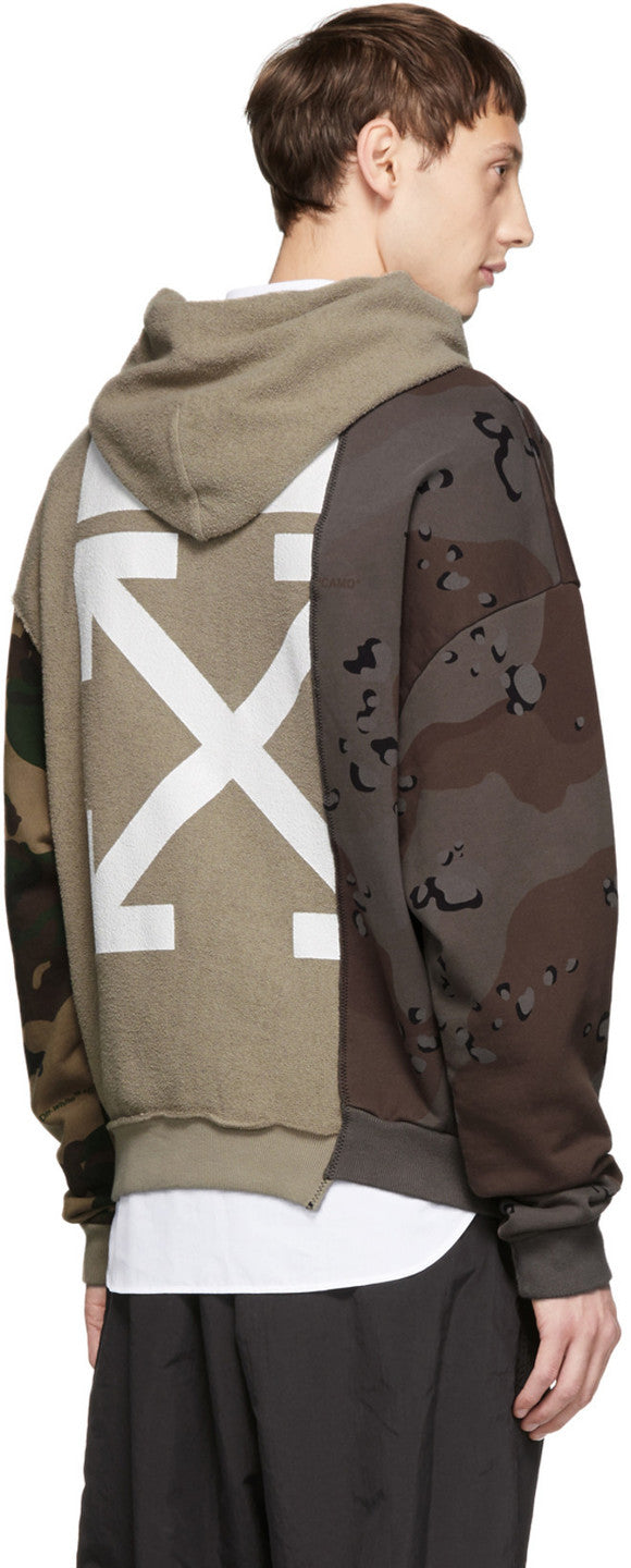 Off White Multicolor Camo Reconstructed Hoodie
