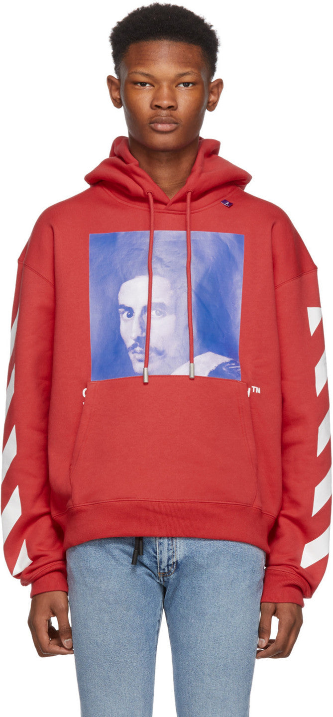 Off White Red Diagonal Bernini Over Hoodie