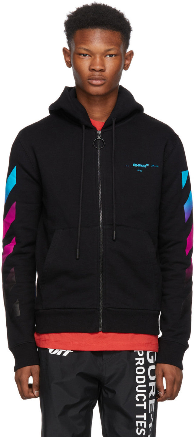Off-White Black Diagonal Gradient Zip Hoodie