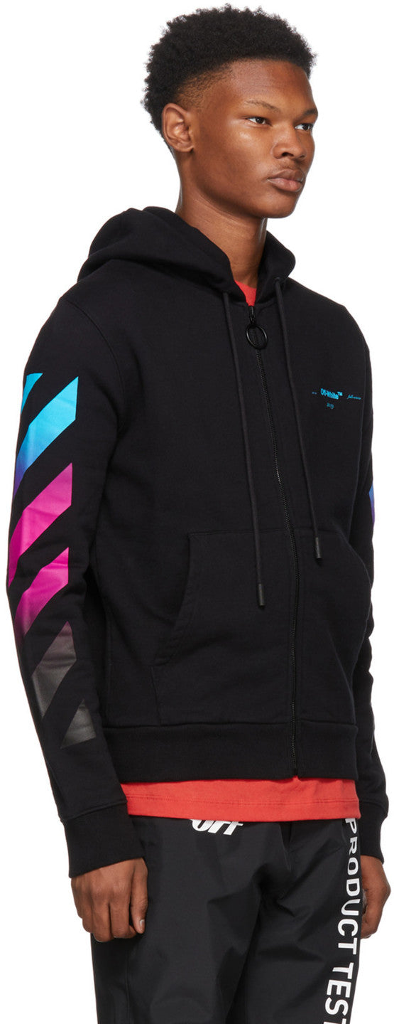 Off-White Black Diagonal Gradient Zip Hoodie