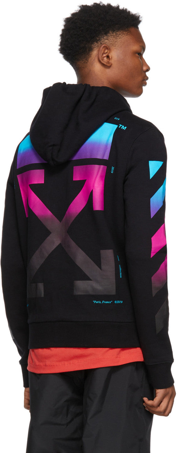 Off-White Black Diagonal Gradient Zip Hoodie