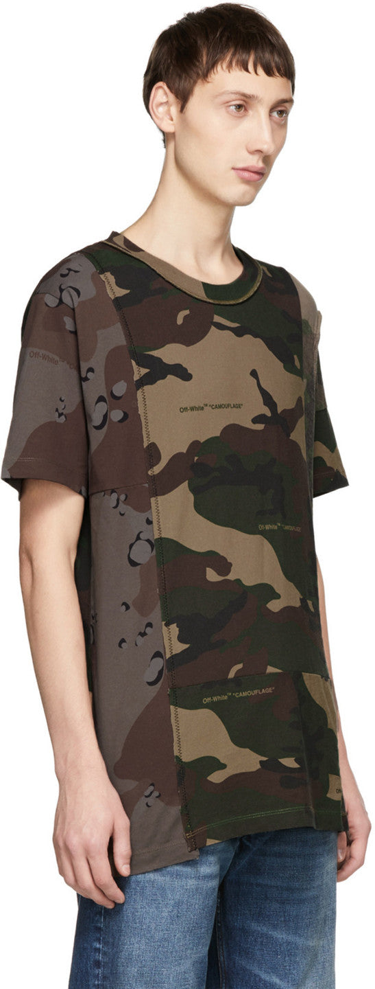 Off-White Multicolor Camo Reconstructed T-Shirt