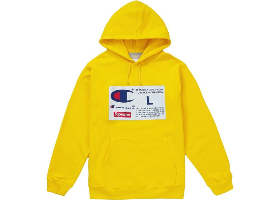 Supreme Champion Label Hooded Sweatshirt Yellow