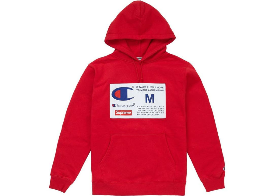 Supreme Champion Label Hooded Sweatshirt RED