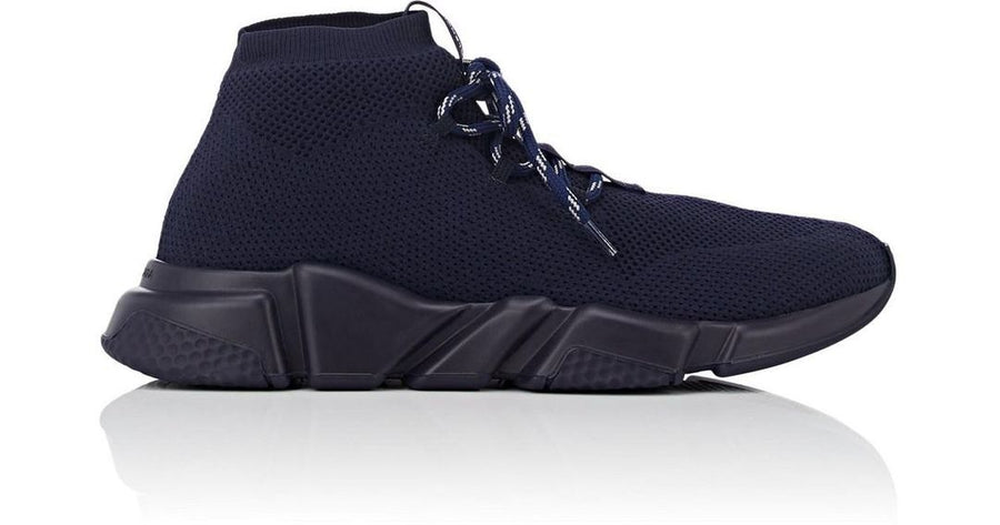 Balenciaga Men's Blue Speed Knit Lace-up Sneakers