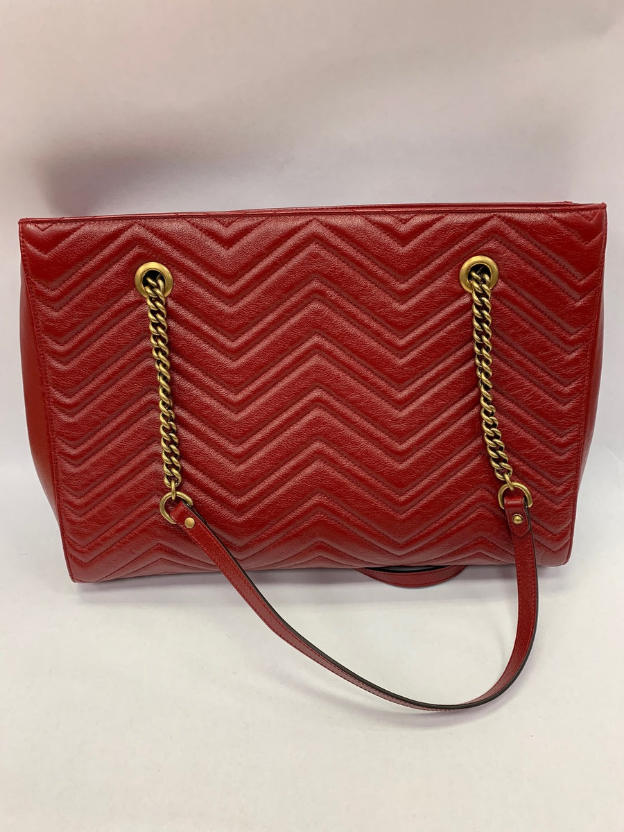 Gucci red tote bag with double handle