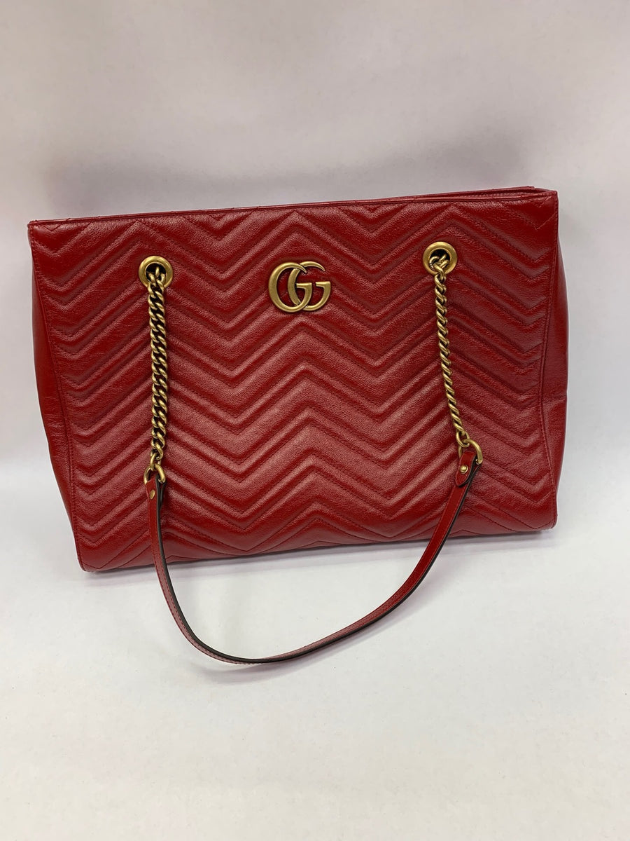Gucci red tote bag with double handle
