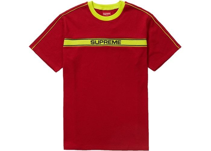 Supreme Chest Stripe Logo S/S Top Dark Red