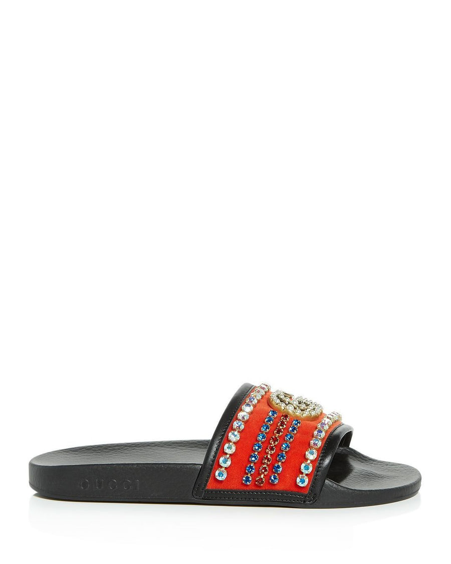 Gucci Velvet slide sandal with crystals