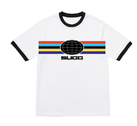 SUCC GLOBE RINGER TEE WHITE/BLACK