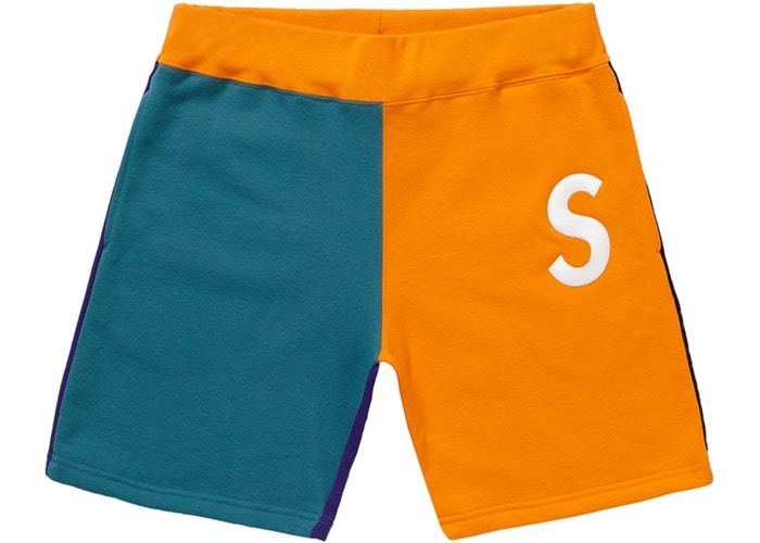 Supreme S Logo Colorblocked Sweatshort Orange