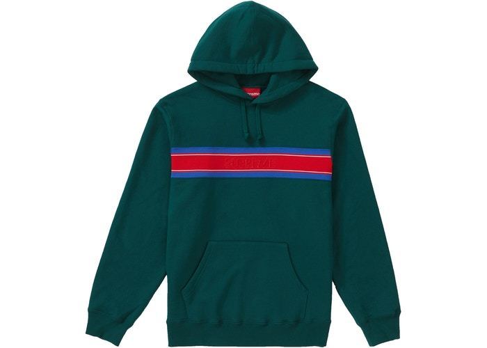 Supreme Chest Stripe Logo Hooded Sweatshirt Dark Green