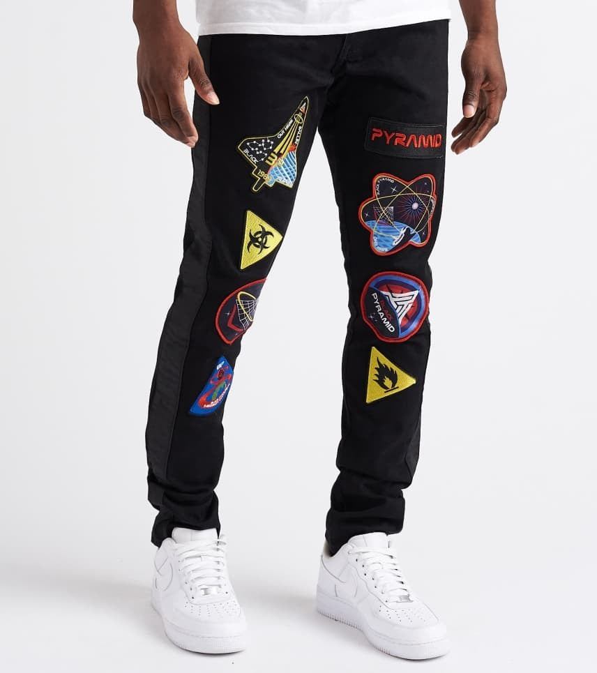 Black Pyramid Patch Jeans Black