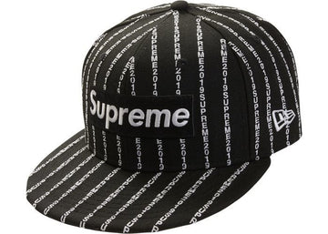 Supreme Text Stripe New Era Cap Black