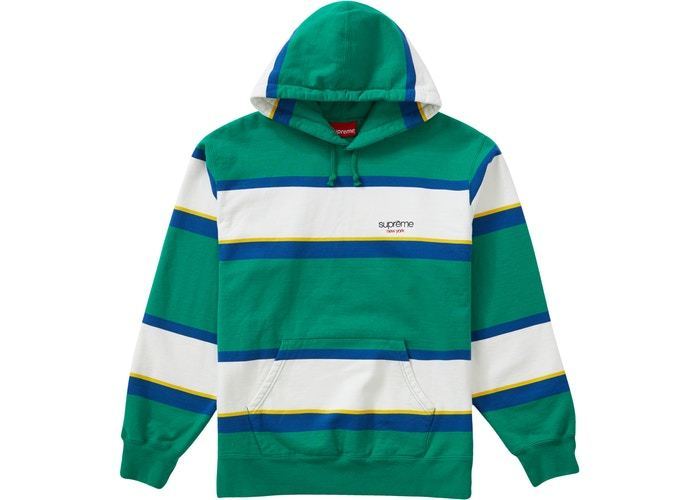 Supreme Stripe Hooded Sweatshirt Green