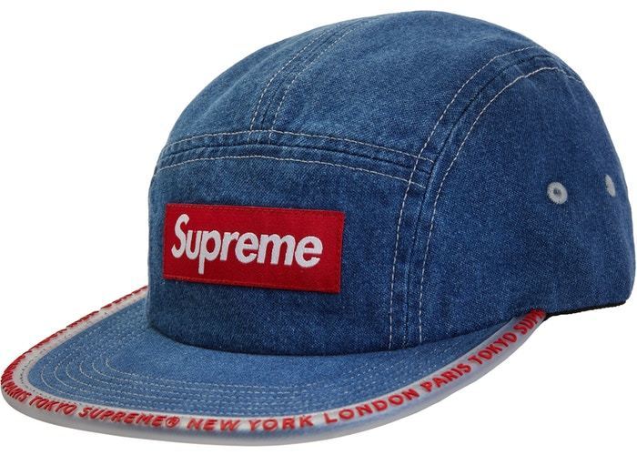 Supreme Worldwide Visor Tape Camp Cap Denim