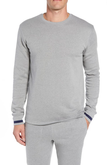 Polo Ralph Lauren Brushed Jersey Cotton Blend Crewneck Sweatshirt Grey/Navy
