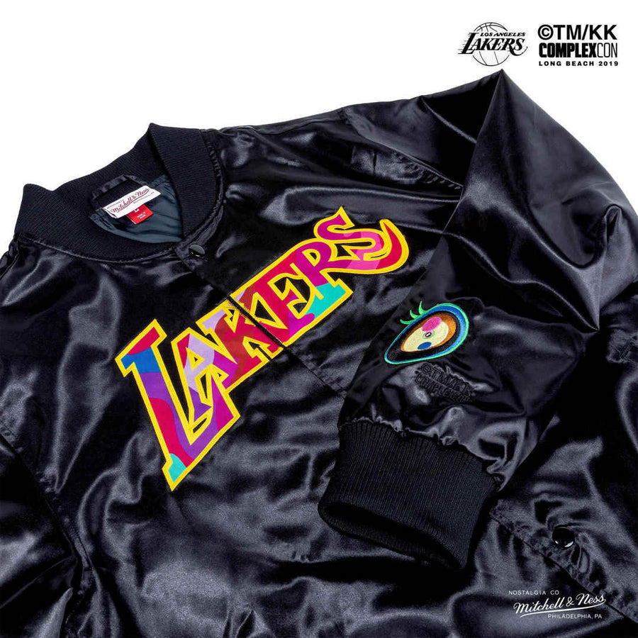 Takashi Murakami ComplexCon x LA Lakers M&N Satin Jacket Black