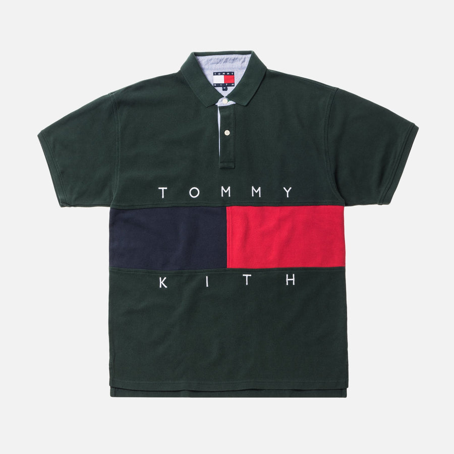 KITH X TOMMY HILFIGER FLAG S/S POLO FOREST GREEN