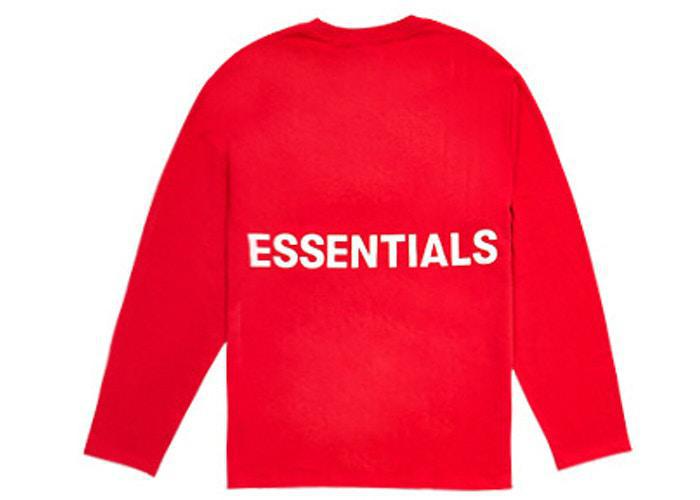 FEAR OF GOD Essentials Boxy Graphic Long Sleeve T-Shirt Red