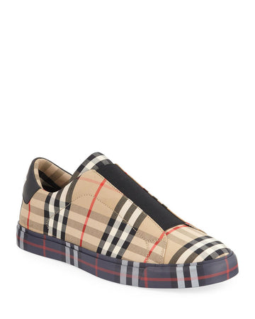 Burberry Markham All Check Slip-On Low-Top Sneakers