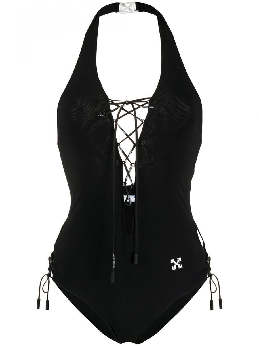 Off-White Front Tie Bikini Black