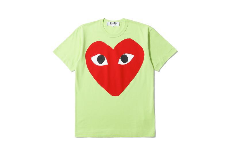 Comme Des Garcons Play Pastel Green Red Heart Logo T-Shirt