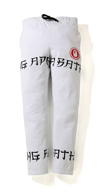 BAPE A Bathing Ape Lettered Slim Sweatpants White