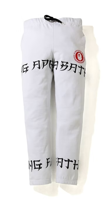 BAPE A Bathing Ape Lettered Slim Sweatpants White