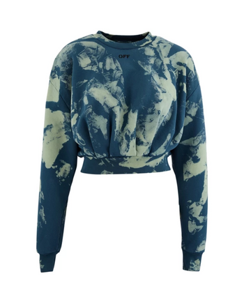 Off-White Blue & Green Tie-Dye Trashed Sweatshirt