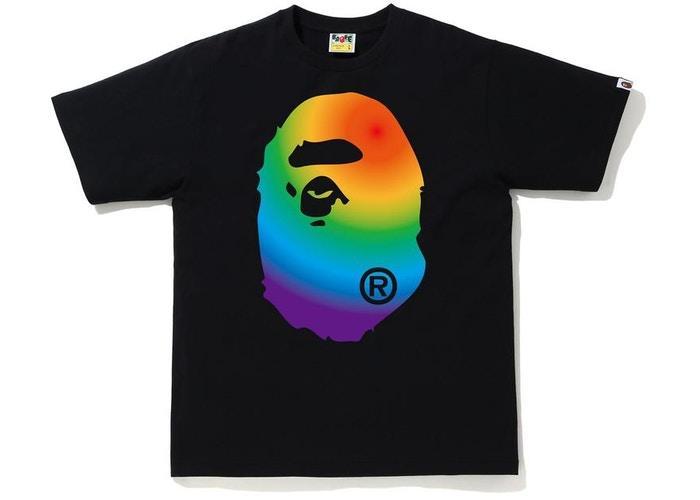 BAPE A Bathing Ape Rainbow Big Ape Head Tee Black