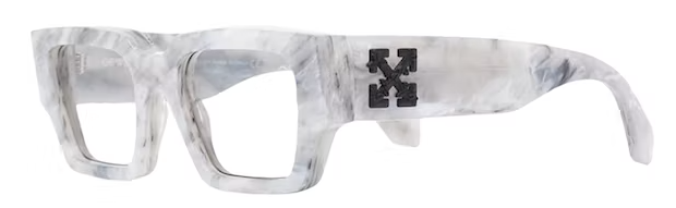 Off-White Mari Rectangular Frame Sunglasses Grey Marble/Black