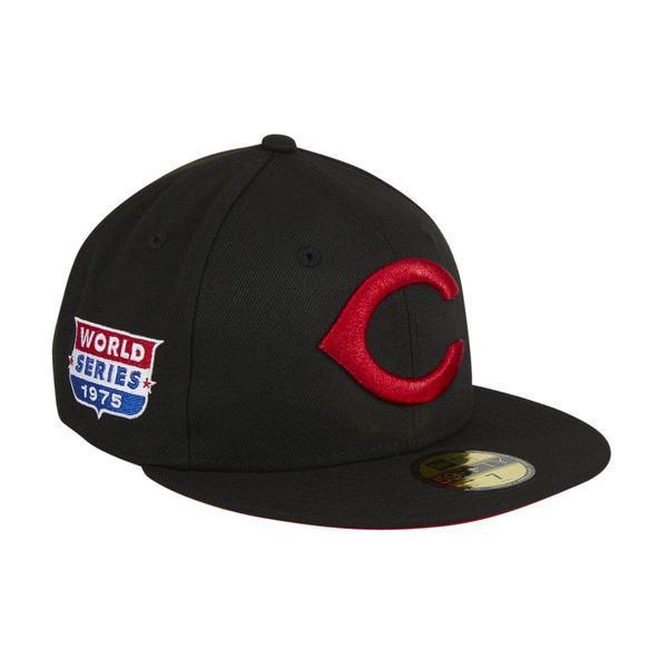 Exclusive New Era 59Fifty Cincinnati Reds 1975 World Series Patch Red UV Hat - Black