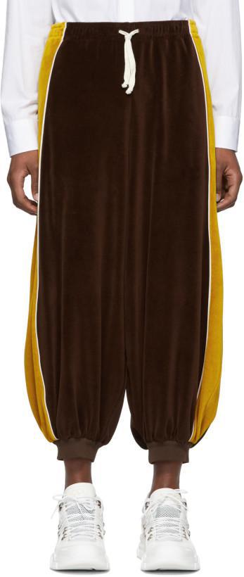 Gucci Brown & Yellow Chenille Track Pants