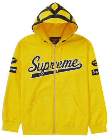 Supreme Vanson Leathers Spider Web Zip Up Hooded Sweatshirt Yellow