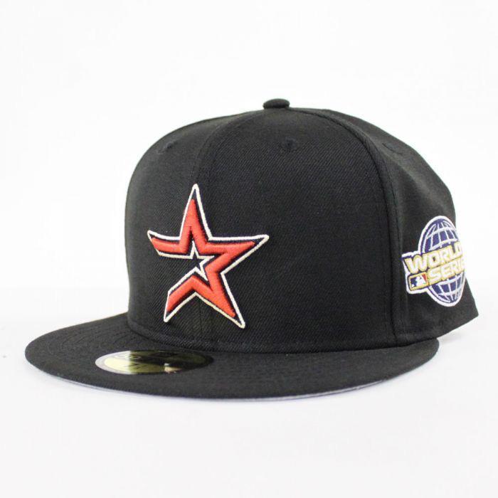 EXCLUSIVE NEW ERA 59FIFTY HOUSTON ASTROS 2005 WORLD SERIES PATCH PINK UV HAT - BLACK