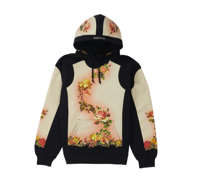 Supreme Jean Paul Gaultier Floral Print Hooded Sweatshirt Black