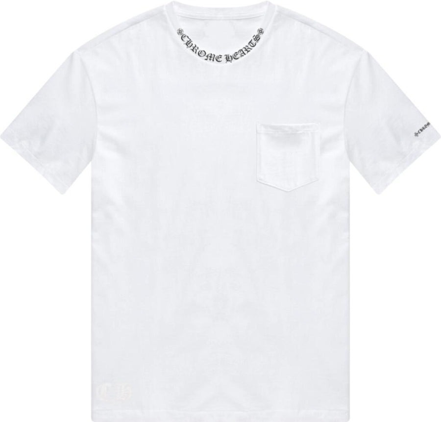 Chrome Hearts Collar-Logo Print White T-Shirt