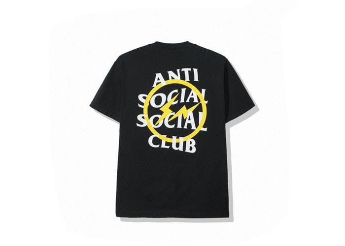 Anti Social Social Club x Fragment Yellow Bolt Tee Black